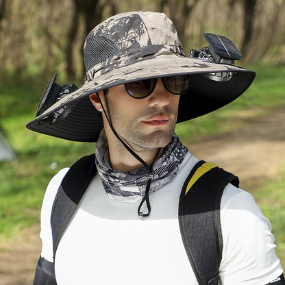 🔥Father’s Day 49% OFF - Wide Brim Solar Fan Outdoor Fishing Hat-Solar & USB Charging