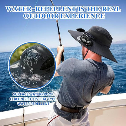 🔥Father’s Day 49% OFF - Wide Brim Solar Fan Outdoor Fishing Hat-Solar & USB Charging