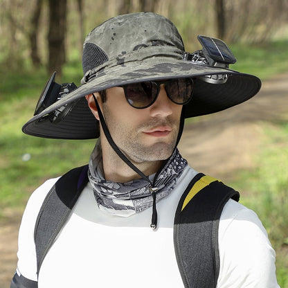 🔥Father’s Day 49% OFF - Wide Brim Solar Fan Outdoor Fishing Hat-Solar & USB Charging