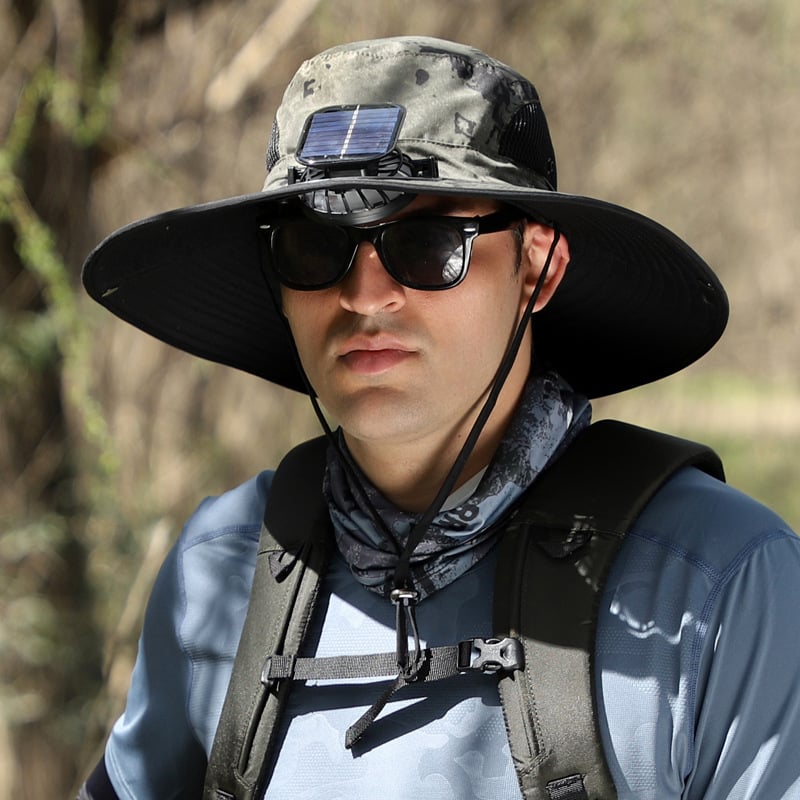 🔥Father’s Day 49% OFF - Wide Brim Solar Fan Outdoor Fishing Hat-Solar & USB Charging