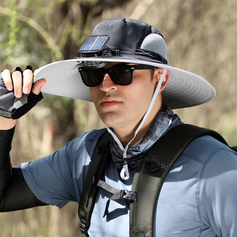 🔥Father’s Day 49% OFF - Wide Brim Solar Fan Outdoor Fishing Hat-Solar & USB Charging