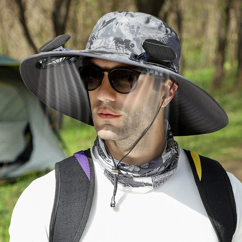🔥Father’s Day 49% OFF - Wide Brim Solar Fan Outdoor Fishing Hat-Solar & USB Charging