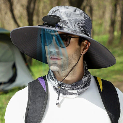 🔥Father’s Day 49% OFF - Wide Brim Solar Fan Outdoor Fishing Hat-Solar & USB Charging