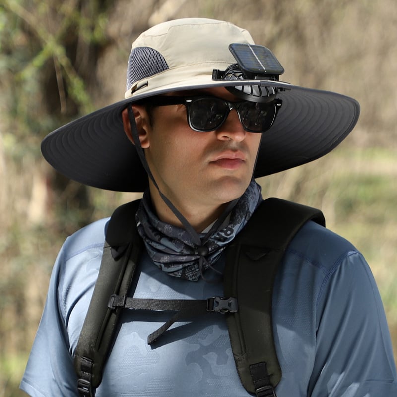 🔥Father’s Day 49% OFF - Wide Brim Solar Fan Outdoor Fishing Hat-Solar & USB Charging